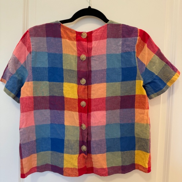 Summer - Madewell Gingham Boxy Button Back Top red picnic plaid - Picture 6 of 7